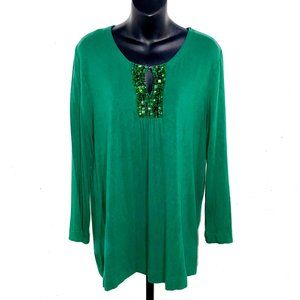 White Stag Emerald Green Blouse with Sequin Bust (L/G 12-14)